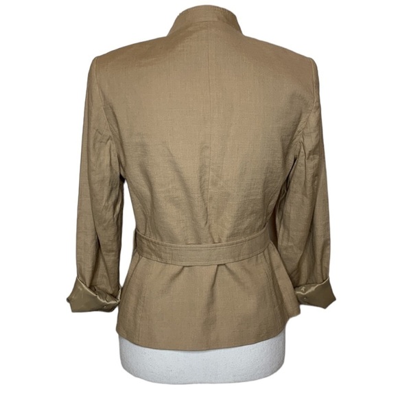 NWOT TALBOTS Tan Linen Blend Belted Blazer Jacket Petites Size 10P - Picture 2 of 16